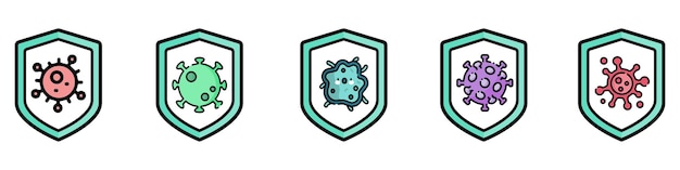 Protective antivirus shield icon Cyber security icons set Computer and internet security symbols