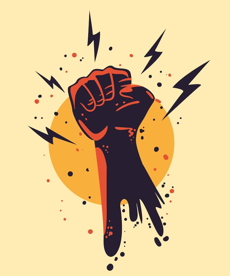 Vector protest fist with thunders