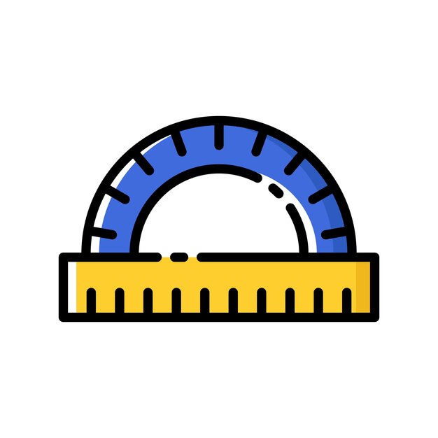 Protractor ruler colourful vector illustration Geometry measurement tool icon