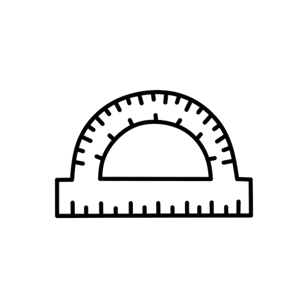 Protractor ruler isolated on white background School supplies hand drawn doodle illustration