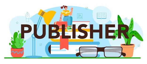 Publisher typographic header editor working on book