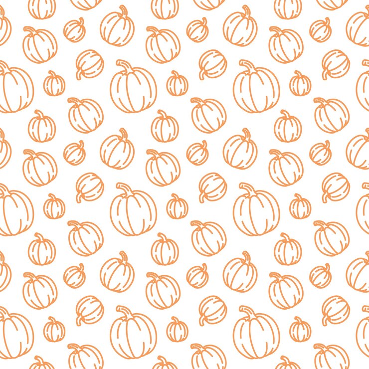 Vector pumpkin line icons seamless pattern