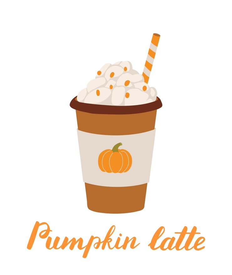 Vector pumpkin spice latte in paper cup flat vector illustration autumn coffee to go fall season hot sweet drink takeaway cappuccino