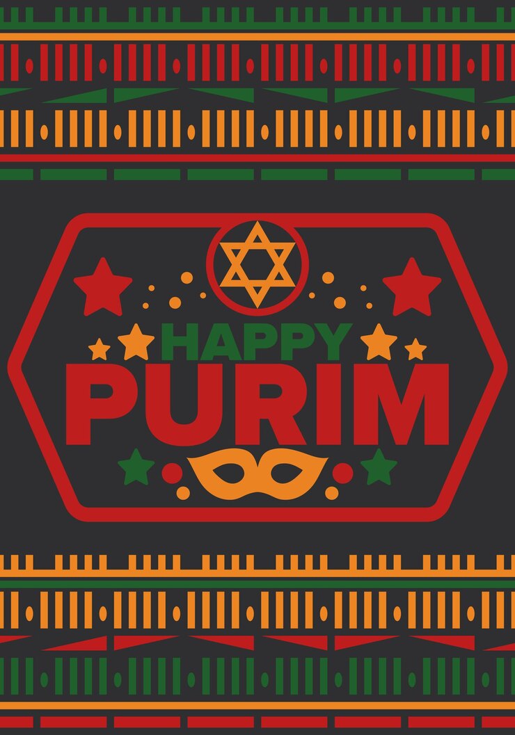 Vector purim happy purim jewish religious holiday star of david carnival mask israel history vector