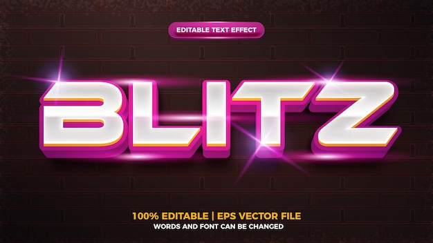 Purple biltz flash 3d editable text effect template