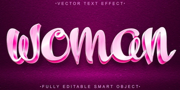 Purple Cartoon Women Vector Fully Editable Smart Object Text Effect