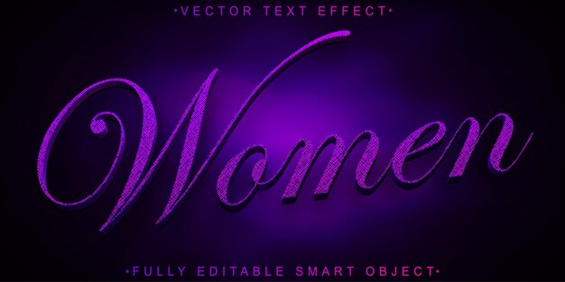 Purple Elegant Women Vector Fully Editable Smart Object Text Effect
