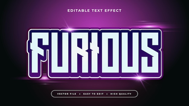 Purple violet and white furious 3d editable text effect font style