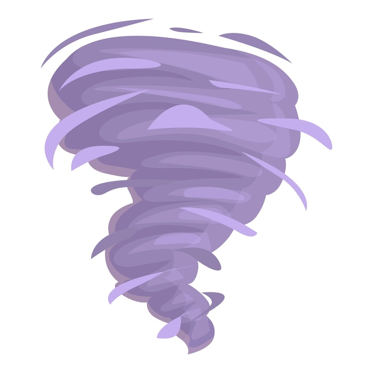 Vector purple whirlwind rotating and creating tornado disaster
