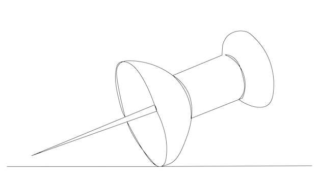 push pin drawing by one continuous line vector