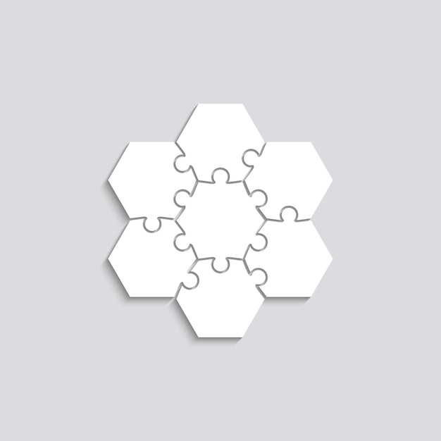 puzzle game jigsaw grid with 7 pieces vector illustration