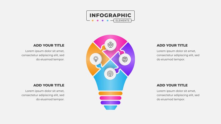 Puzzle infographic design template with 4 steps or options