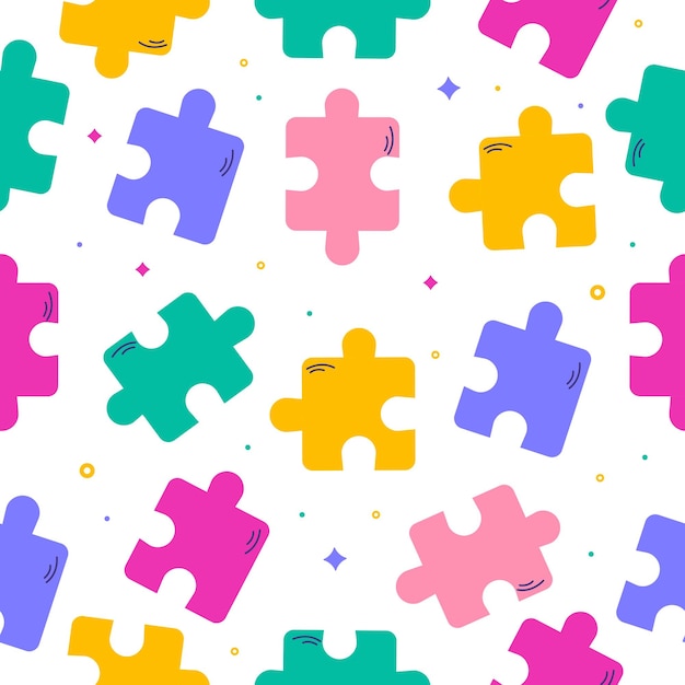 puzzle pattern on a white background vector graphics in cartoon style