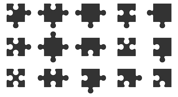 Puzzle pieces set Jigsaw various shape collection