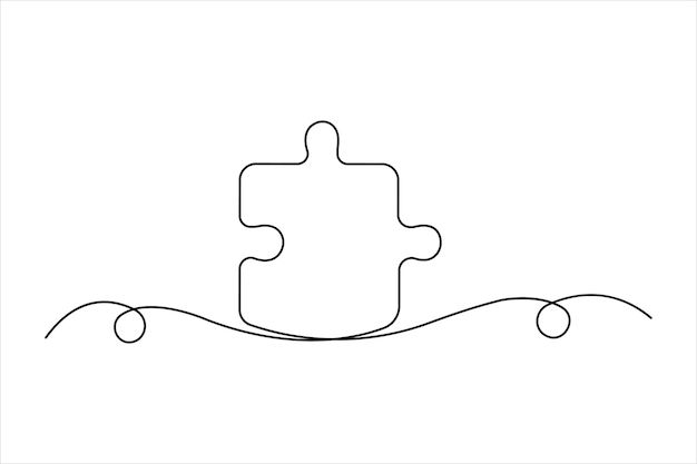 puzzle vector illustration of continuous one line art design