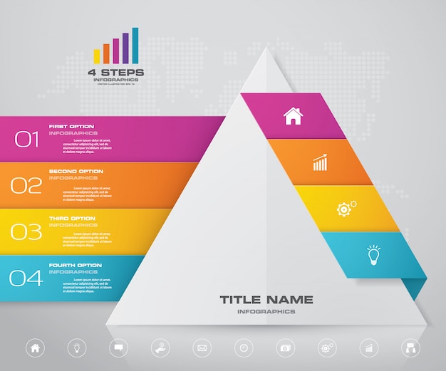 pyramid with free space for text on each level.