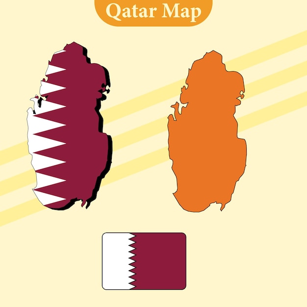 qatar map vector with regions and cities lines and full every region