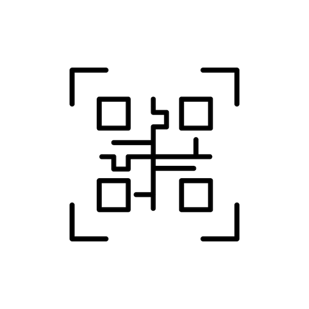 Qr code icon set scan qrcode pictogram in black filled and outlined style