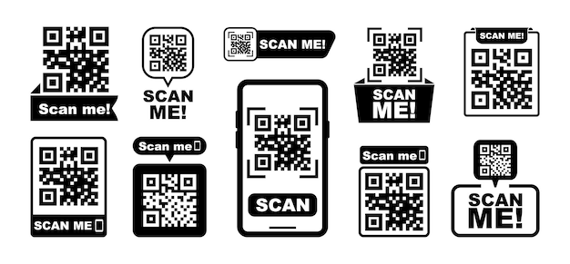QR codes for smartphone QR code with inscription scan me with smartphone