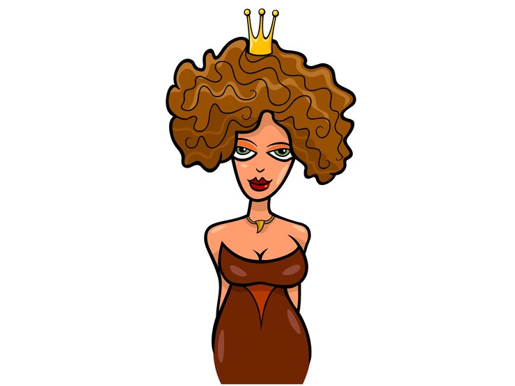 Vector queen with curly hair