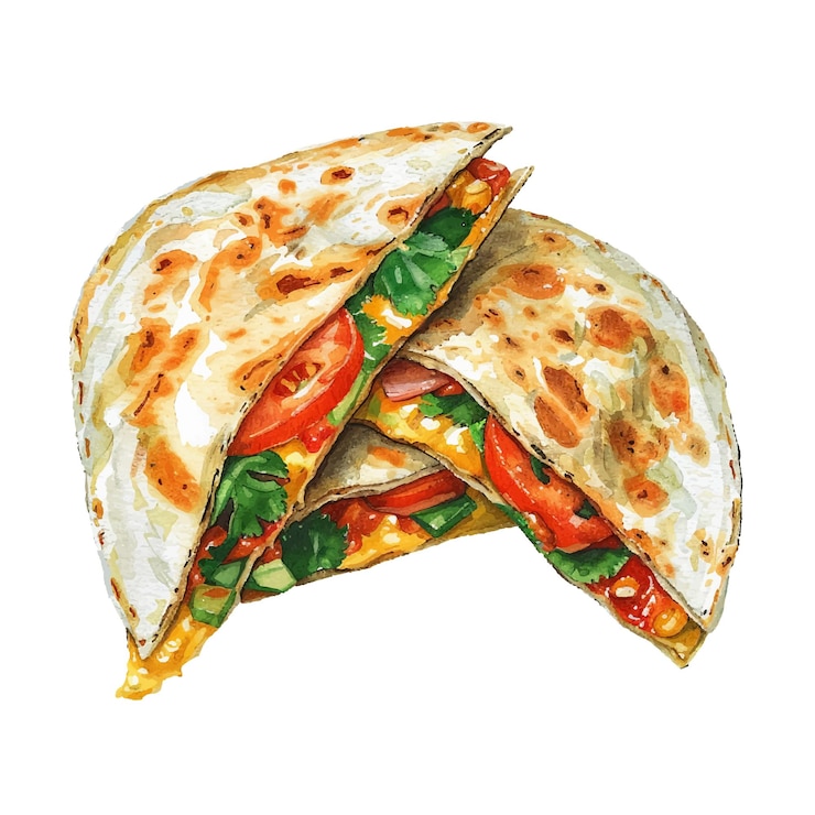 Vector quesadilla mexican food vector illustration in watercolour style