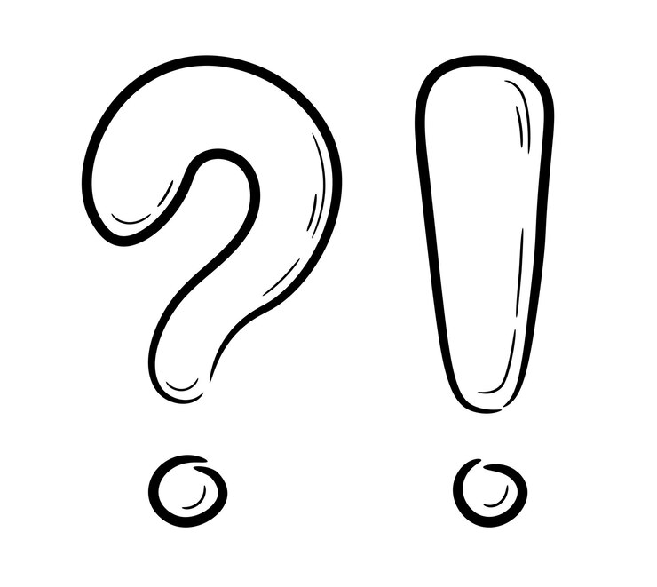 Vector question and exclamation mark symbol. line drawing simple black question and exclamation icon.