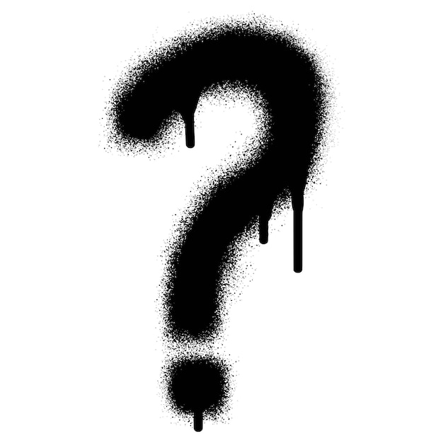 question mark icon with black spray paint.