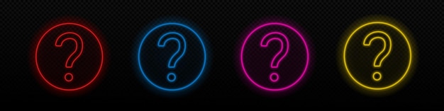 Question neon mark in circle vector icon