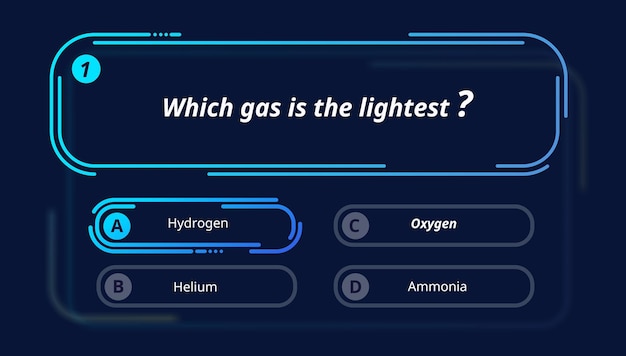 Quiz questions and test menu choice neon template