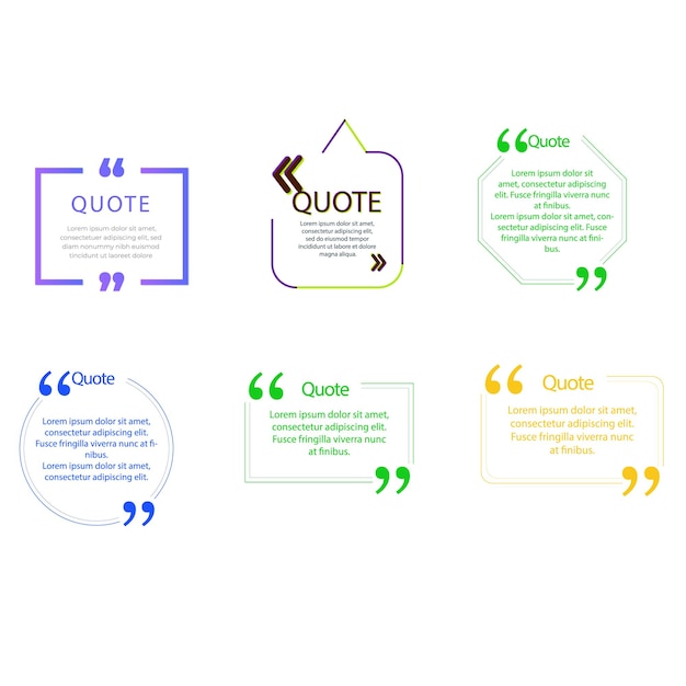 quote box frame bubble speech retro vintage color set premium vector template collection