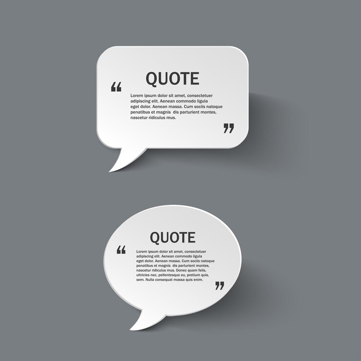 Quote form on paper speech bubbles