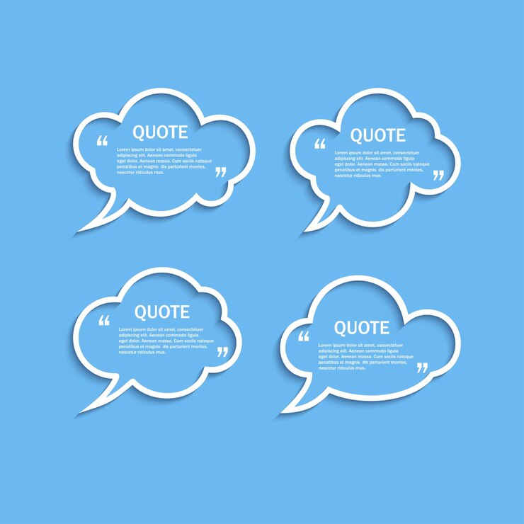Quote outline cloud speech bubbles set