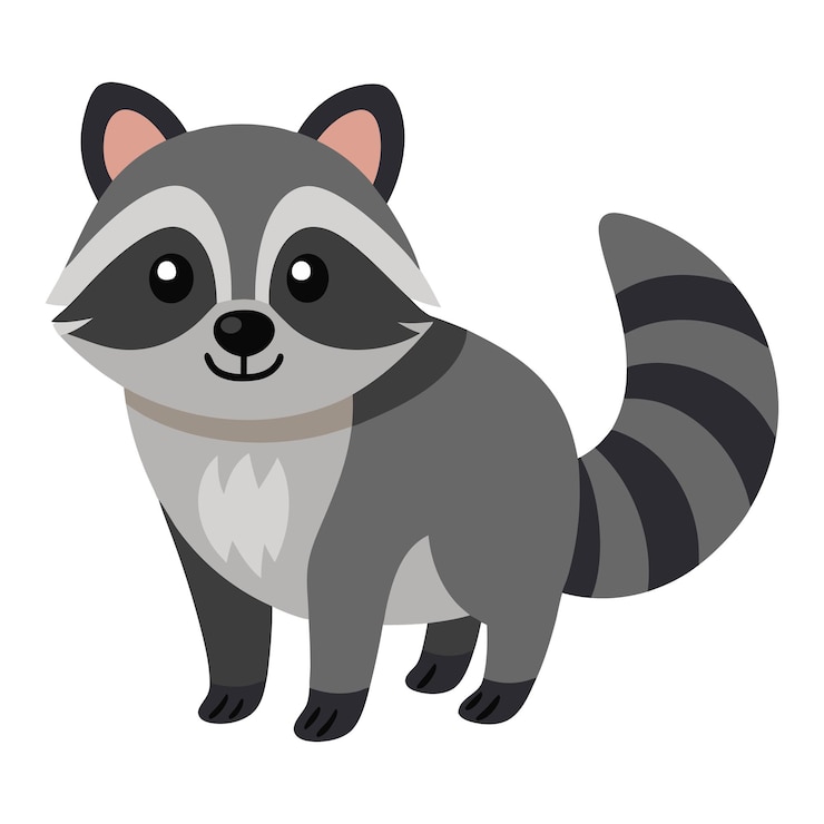 Vector raccoon animal flat style isolated on white background vector illustration