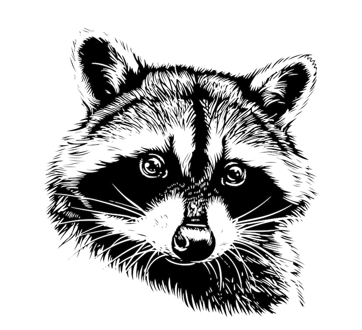 Vector raccoon sketch vector graphics