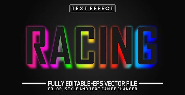Racing Modern Neon bright text effect Full editable text