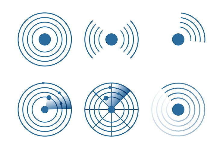 Vector radar screen background vector sonar