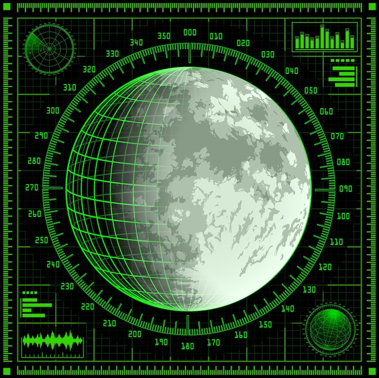 Vector radar screen with moon