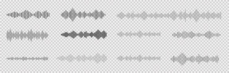 Vector radio wave icon music audio frequency voice waveform electronic radio signal volume level