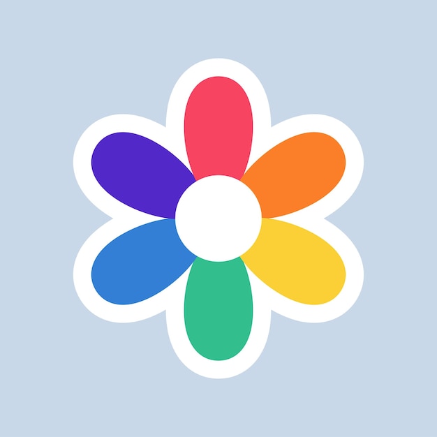 Rainbow colored flower LGBT sticker in doodle style LGBT pride community Symbol
