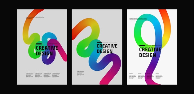 Rainbow Gradient Curves Creative Design Vector Templates