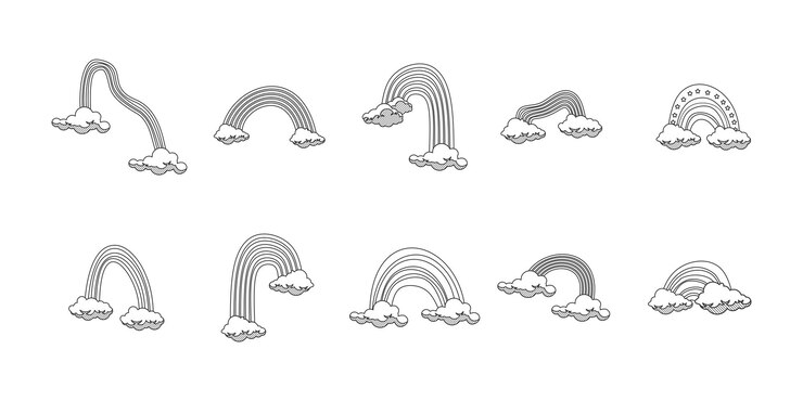 Vector rainbow outline icon vector collection