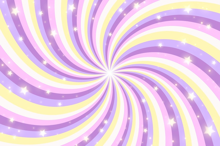 Vector rainbow swirl background with stars radial unicorn rainbow of twisted spiral vector illustration