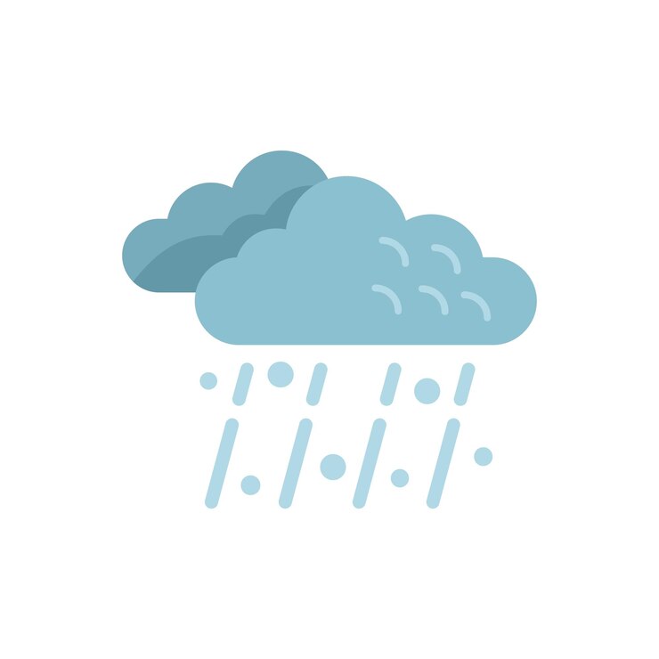 Vector rainy cloud icon flat vector forecast winter cold sunshine isolated
