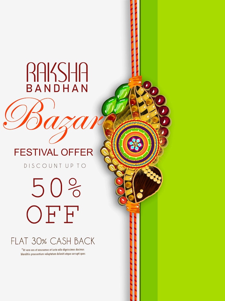 Raksha Bandhan with decorated Rakhi and gift for Raksha Bandhan and text design, Indian festival