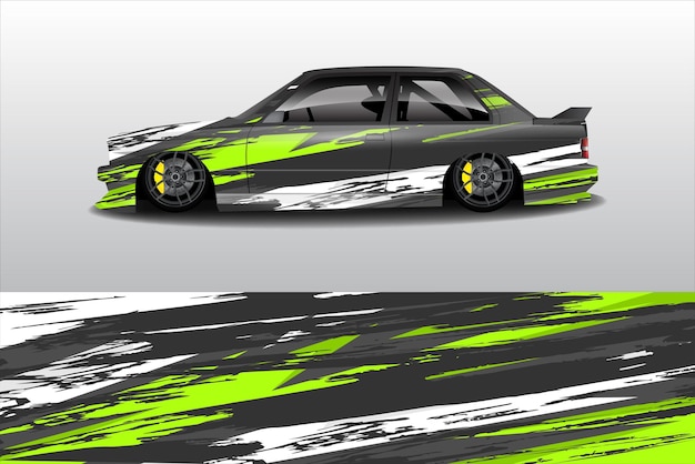 Rally car wrap vector design abstract pattern for sports vehicle vinyl branding background