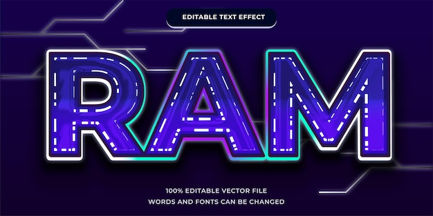 RAM text effect technology style with editable font