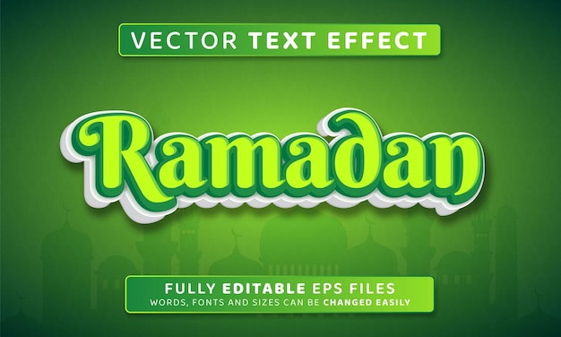 Ramadan islamic text effect with green background Premium Vector