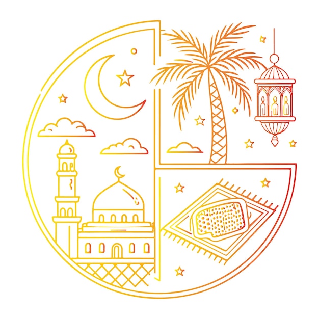 ramadan kareem element collection with hand draw style vector design