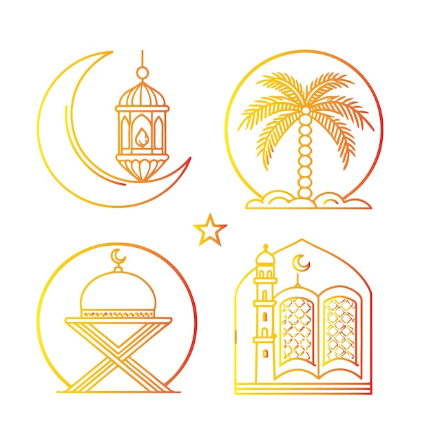 ramadan kareem element collection with hand draw style vector design