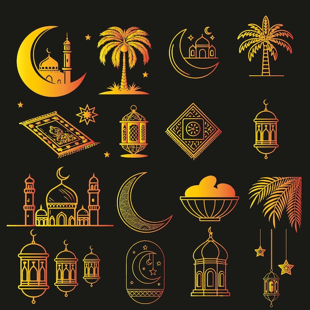 ramadan kareem element collection with hand draw style vector design
